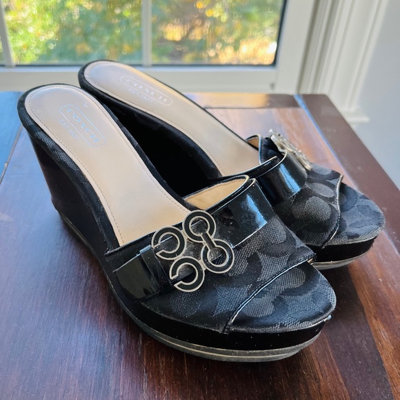 Coach Shoes Vintage Y2k Coach Geri Black Platform High Heel Wedge